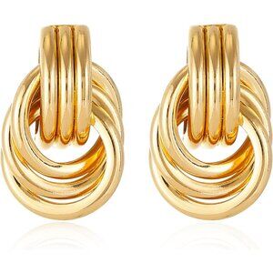 14K Gold Plated Knot Earrings for Women Gold Silver Earrings Heart Link Drop Dan